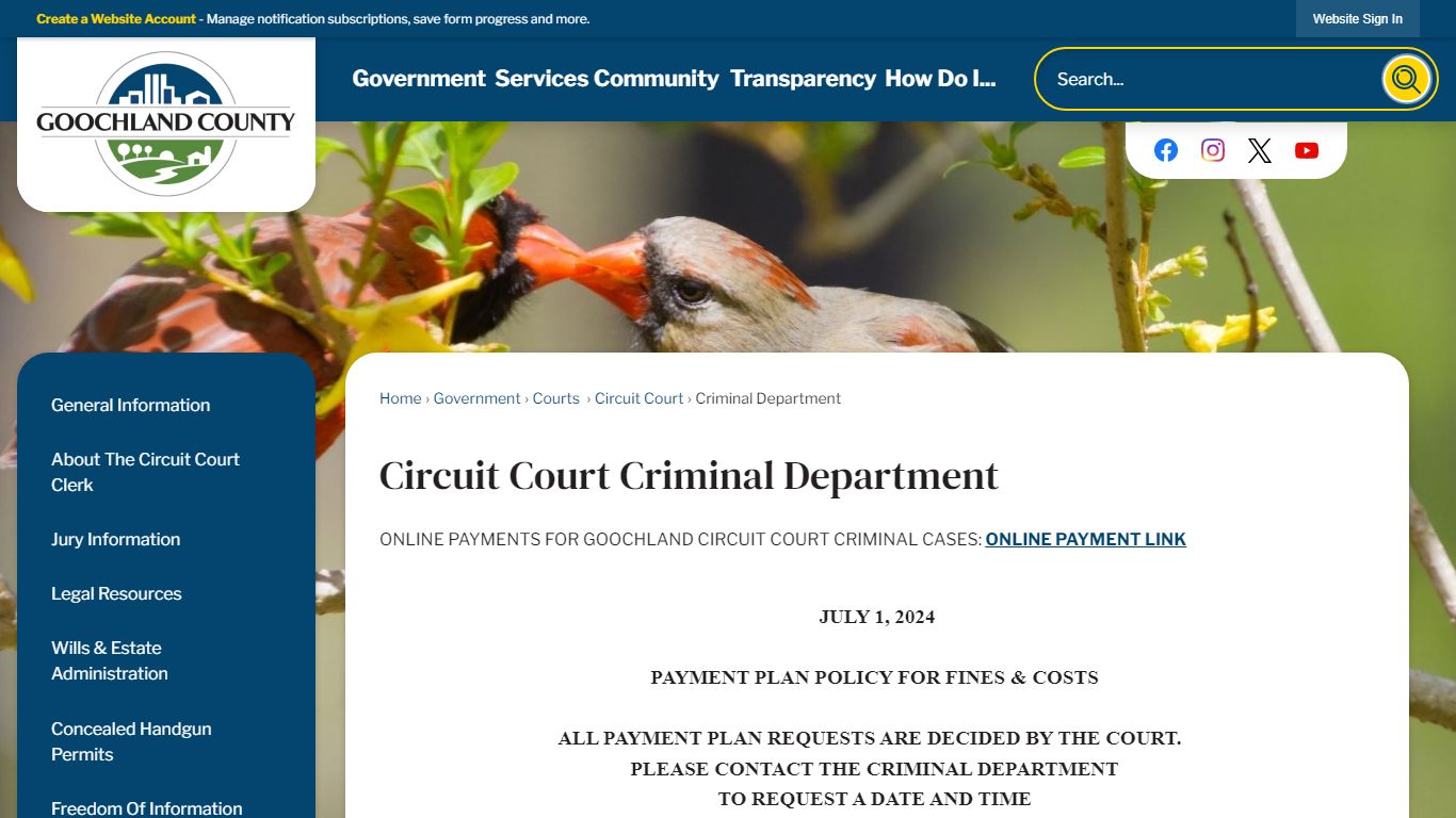 Circuit Court Criminal Department - Goochland County, VA